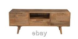 TV Unit Cabinet Retro Plasma Bench Solid Mango Retro Large Scandi EX DISPLAY