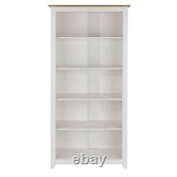Tall Bookcase with Solid Pine Top Kitchen Bathroom Storage Cabinet Arizona White