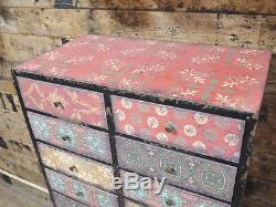Tall Boy 20 Drawers Distressed Decorated Cabinet Colourful Shabby Chic Storage