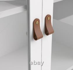 Tall Display Cabinet Modern Storage Sideboard Vintage Retro Glass Door Cupboard
