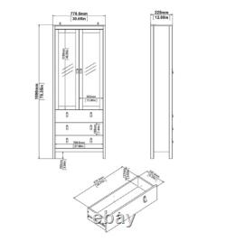 Tall Display Cabinet Modern Storage Sideboard Vintage Retro Glass Door Cupboard