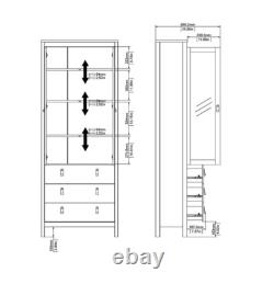 Tall Display Cabinet Modern Storage Sideboard Vintage Retro Glass Door Cupboard