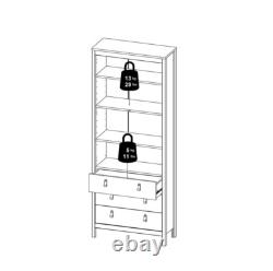 Tall Display Cabinet Modern Storage Sideboard Vintage Retro Glass Door Cupboard