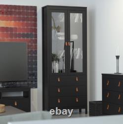 Tall Display Cabinet Vintage Retro Buffet Modern Cupboard Storage Large Unit