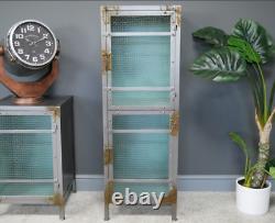 Tall Industrial Cabinet Rustic Metal Cupboard Vintage Retro Display Storage Unit