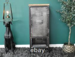 Tall Industrial Cabinet Vintage Retro Cupboard Side Bathroom Metal Storage Shelf