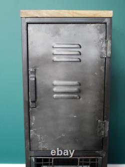 Tall Industrial Cabinet Vintage Retro Cupboard Side Bathroom Metal Storage Shelf