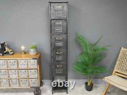 Tall Industrial Cabinet Vintage Retro Storage Cupboard Metal Narrow Slim Tallboy