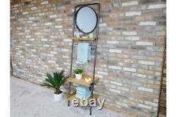 Tall Mirror Shelving Unit, Towel Hanging and Storage Bathroom Lean to Design