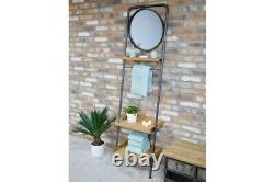 Tall Mirror Shelving Unit, Towel Hanging and Storage Bathroom Lean to Design