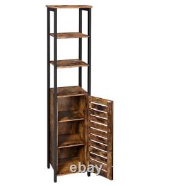 Tall Rustic Cabinet Vintage Industrial Bookcase Slim Display Bathroom Shelf Unit