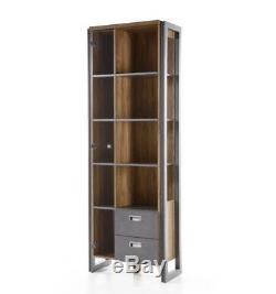 Tall Vintage Bookcase Industrial Style Cabinet Large Display Unit Retro Storage