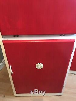 Tall Vintage Kitchen Cupboard Larder Unit Red 1960's