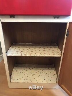 Tall Vintage Kitchen Cupboard Larder Unit Red 1960's