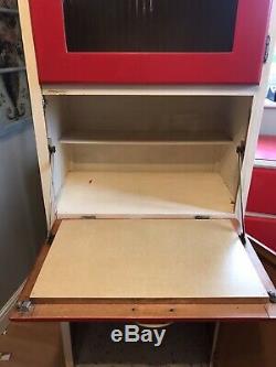 Tall Vintage Kitchen Cupboard Larder Unit Red 1960's