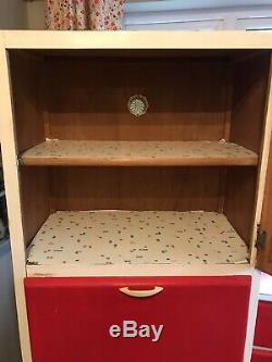 Tall Vintage Kitchen Cupboard Larder Unit Red 1960's