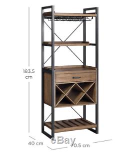 Tall Wine Cabinet Vintage Industrial Rack Metal Storage Unit Kitchen Home Bar