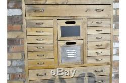 Tall Wood Multi Drawer Cabinet / Chest Vintage Look / Rustic Storage / Office