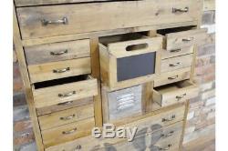 Tall Wood Multi Drawer Cabinet / Chest Vintage Look / Rustic Storage / Office