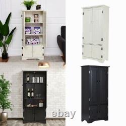 Tall Wooden Storage Cabinet Cupboard Kitchen Pantry Closet With 4 Door 3 Shelves