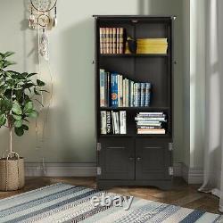 Tall Wooden Storage Cabinet Cupboard With 4 Door 3 Shelves Kitchen Pantry Closet
