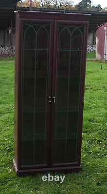 Tall display cabinet glass doors glass shelves, Cash on collection only OSWESTRY