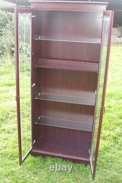 Tall display cabinet glass doors glass shelves, Cash on collection only OSWESTRY