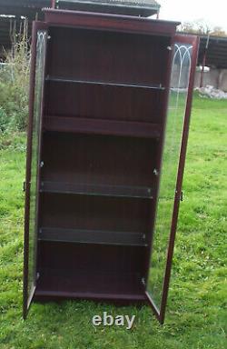 Tall display cabinet glass doors glass shelves, Cash on collection only OSWESTRY