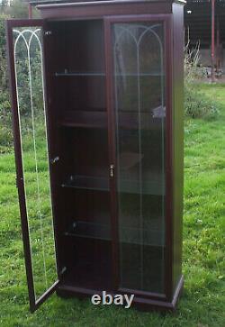 Tall display cabinet glass doors glass shelves, Cash on collection only OSWESTRY