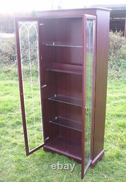 Tall display cabinet glass doors glass shelves, Cash on collection only OSWESTRY