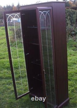 Tall display cabinet glass doors glass shelves, Cash on collection only OSWESTRY