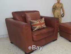 Tan Weathered Leather Club Chair Armchair Courier Available