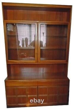 Teak Wall Unit McIntosh Display Cabinet Glass Doors Shelves Drawers Mid Century