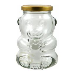 Teddy Bear Glass Jars 280ml with Lids Sweets Wedding Favours Yellow Hat