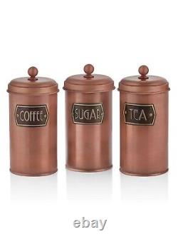 The Mia Copper Coffee, Tea, And Sugar Jar Set 22 cm (H)