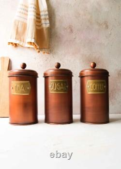 The Mia Copper Coffee, Tea, And Sugar Jar Set 22 cm (H)