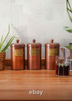 The Mia Copper Coffee, Tea, And Sugar Jar Set 22 cm (H)