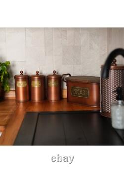 The Mia Copper Coffee, Tea, And Sugar Jar Set 22 cm (H)