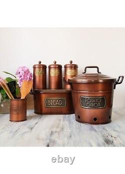 The Mia Copper Coffee, Tea, And Sugar Jar Set 22 cm (H)