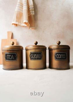 The Mia Gold Coffee, Tea, And Sugar Jar Set 17 cm (H)