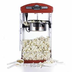Throwback 60030 Vintage Movie Theater Kettle Style Popcorn Maker Machine, Red