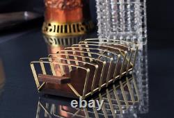 Toast Rack 1940s Wood Brass