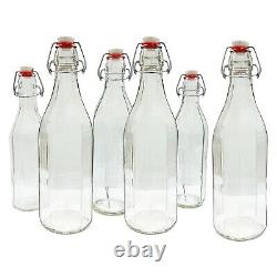 Traditional Clear Glass Water Beverages Oil Swing Top Vintage Style Bottles