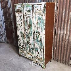 Triple Industrial Vintage Lockers, Upcycled Reworked Funky Retro 3 Door Storage