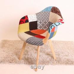 Tulip Patchwork TUB Fabric Armchair Dining Lounge Chair Seat Vintage Retro Home