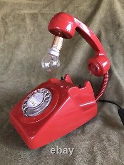 Upcycled Red Retro Vintage Rotary Telephone Lamp Pat Tested
