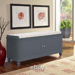 Upholstered Bed End Bench Accent Lounge Sofa Window Seat 2 Doors Storage Cabinet