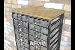 Urban Vintage Industrial Metal with wooden top storage unit 22 Draws 5235