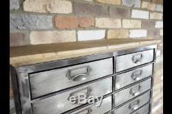 Urban Vintage Industrial Metal with wooden top storage unit 26 Draws 5234
