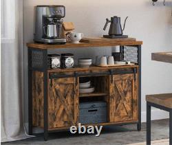 VASAGLE Industrial Storage Sideboard Rustic Cabinet Vintage Metal Console Table